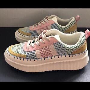 Nicole Miller New York Mixed Media Brita Platform Sneaker Shoes New Size 7.5